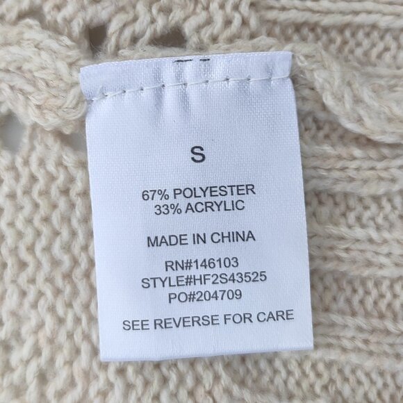 Hippie Rose Cream/Tan/Beige Long Cardigan Sweater Pattern Pockets Size Small - Picture 6 of 7